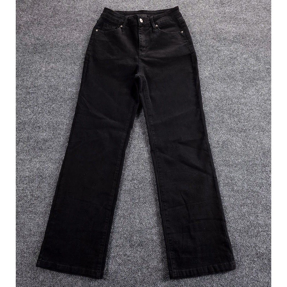 Sidefeel Womens Black Wide Leg High Waisted Flare Jeans Size 4‎ Stretch Denim
